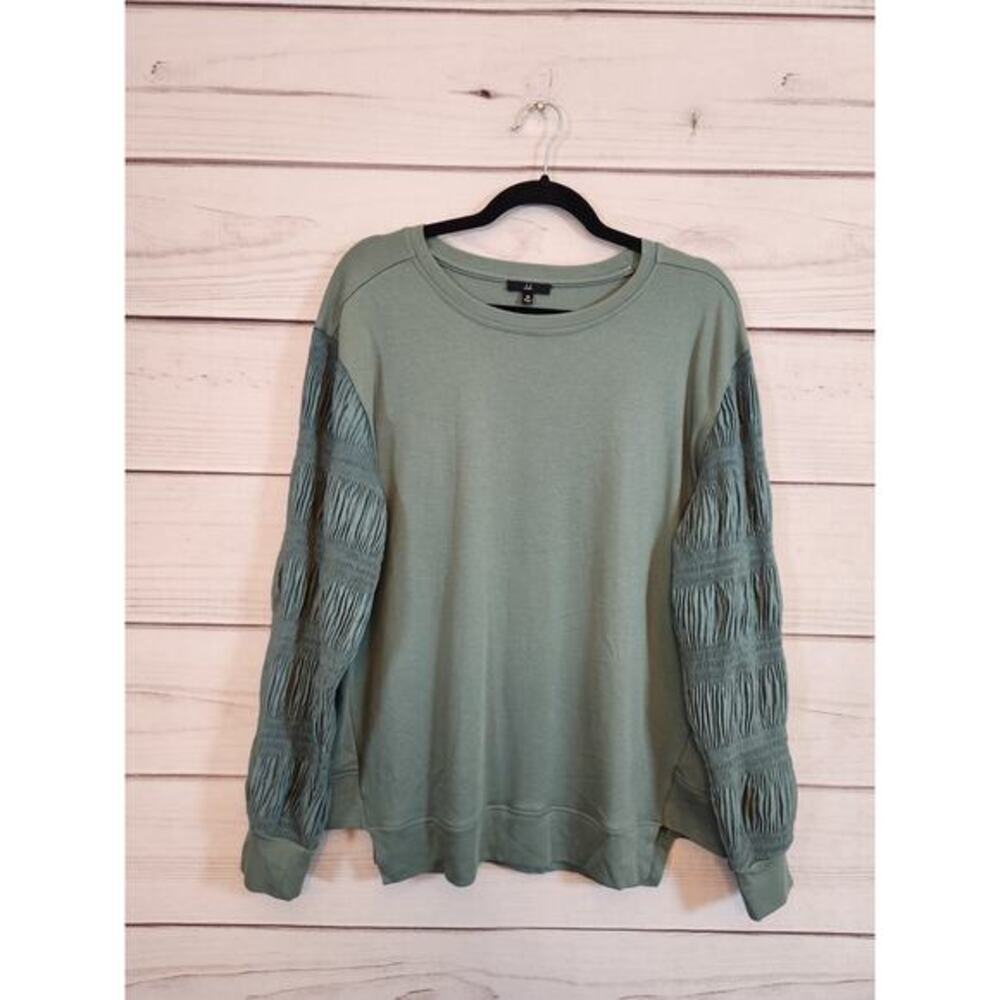 Joh Women's Green Stretch Round Neck Long Sleeve Pullover Sweatshirt Size Medium